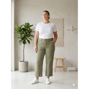 Torrid Olive Green Utility Crop Pants Size 18 Minimalist Stretch Chino Capris